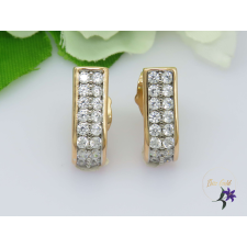  Antiallergén L alakú fülbevaló fehér kristályköves-18K fülbevaló