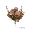  Antik színű rózsa + kis virágos csokor 29cm - Antik Barna