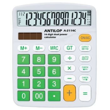 ANTILOP A-2114C napelemes asztali számológép zöld gombokkal (A2114C888) számológép