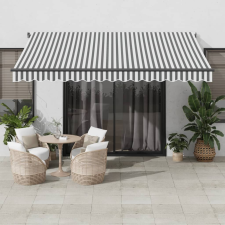 Antracitszürke és fehér kézzel kihúzható napellenző 400x350 cm kerti bútor