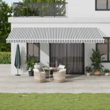  antracitszürke-fehér LED-es kézi napellenző 600 x 350 cm kerti bútor