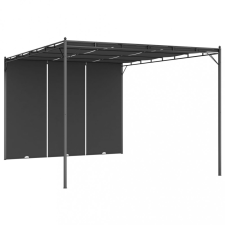 Antracitszürke kerti pavilon oldalfüggönnyel 4 x 3 x 2,25 m kerti bútor