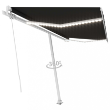 Antracitszürke kézzel kihúzható LED-es napellenző 400 x 350 cm kerti bútor