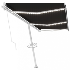  Antracitszürke kézzel kihúzható LED-es napellenző 600 x 350 cm kerti bútor