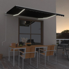 antracitszürke szélérzékelős és LED-es napellenző 450 x 300 cm kerti bútor