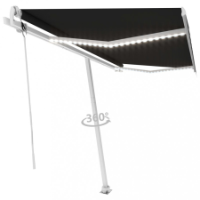  Antracitszürke szélérzékelős és LED-es napellenző 450 x 350 cm kerti bútor