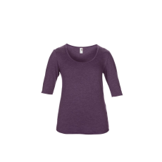 ANVIL ANL6756 mély nyakkivágású 1/2 ujjú Női póló Anvil, Heather Aubergine-S