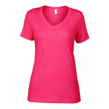 ANVIL Női póló Anvil AN392 pehelysúlyú v-nyakú p Óló -XS, Hot Pink női póló