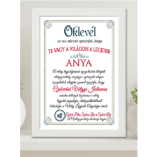 Anyák napi oklevél - A3 falikép édesanyáknak grafika, keretezett kép