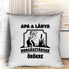 Apa-lánya ajándék - Apa és lánya horgásztársak párna lakástextília