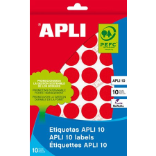 APLI 16mm Kézzel írható kör etikett 432db/csomag - Piros etikett