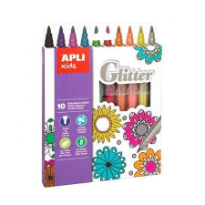 APLI APLI Filctoll készlet, 3,8 mm, csillámos, APLI "Kids Glitter", 10 különböző szín filctoll, marker