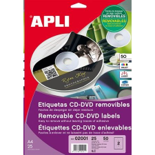 APLI CD/DVD etikett, A4 matt, eltávolítható 50 darab  (LCA2001) (LCA2001) etikett