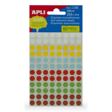 APLI Etikett, 8 mm, kör, kézzel írható, színes, apli, vegyes színek, 288 etikett/csomag 02092 etikett