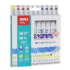 APLI Filctoll készlet, nyomda, APLI Kids "Markers Duo Stamps", 10 különböző szín és minta