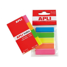 APLI Jelölõcímke, mûanyag, 5x25 lap, 12x45 mm, APLI, 5 szín post-it