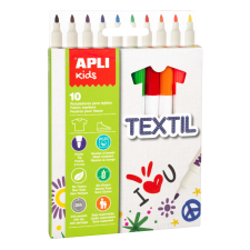 APLI Kids Textil 2,9 mm Textilmarker - Vegyes színek (10 db/ csomag) filctoll, marker