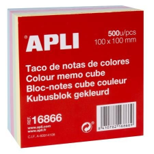 APLI Öntapadó jegyzettömb, 100x100 mm, 500 lap, APLI, pasztel jegyzettömb