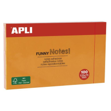 APLI Öntapadó jegyzettömb, 125x75 mm, 100 lap, APLI "Funny", narancssárga post-it