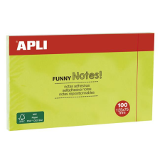 APLI Öntapadó jegyzettömb, 125x75 mm, 100 lap, APLI "Funny", zöld jegyzettömb