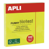  APLI Öntapadó jegyzettömb, 75x75 mm, 100 lap, APLI "Funny", neon sárga
