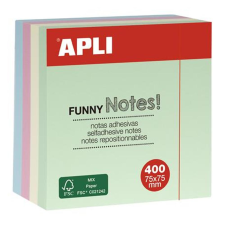 APLI Öntapadó jegyzettömb, 75x75 mm, 400 lap, APLI "Funny", pasztell post-it