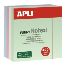 APLI Öntapadó jegyzettömb, 75x75 mm, 400 lap, APLI "Funny", pasztell post-it