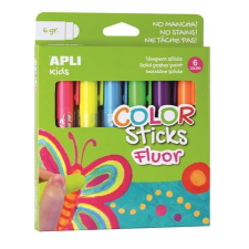 APLI Tempera stift készlet, toll alakú, "Kids", 6 különböző fluoreszkáló szín toll