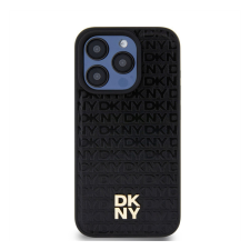 Apple DKNY PU Leather Repeat Pattern Stack Logo iPhone 12/12 Pro Magsafe hátlap tok, fekete tok és táska