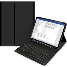  Apple iPad 10.9 (2022), Bluetooth billentyűzetes mappa tok, érintőceruza tartó, TP SC Pen + Keyboard, fekete tablet tok