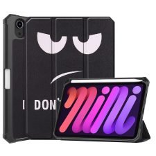  Apple iPad Mini (2021) (8.3), mappa tok, Apple Pencil tartóval, Dont touch me minta, Smart Case, Wooze New Style Trifold Case, fekete/fehér (110853) tablet tok