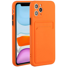 Apple iPhone 15 Plus, Szilikon tok, kártyatartóval, Wooze Card Slot, narancssárga tok és táska