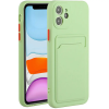  Apple iPhone 15 Pro Max, Szilikon tok, kártyatartóval, Wooze Card Slot, világoszöld