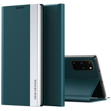 Apple iPhone 15 Pro, Oldalra nyíló tok, stand, Wooze Silver Line, sötétzöld tok és táska
