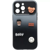  Apple iPhone 16 Pro, Szilikon tok, színátmenetes, 3D maci, kávé, smile minta, Teddy Bear Coffee Case