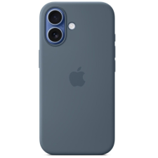 Apple iPhone 17 gyári szilikon tok, MagSafe, acélkék tok és táska