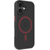  Apple iPhone 17, Műanyag hátlap védőtok + szilikon keret, közepesen ütésálló, Magsafe kompatibilis, Tactical MagForce Hyperstealth 2.0, áttetsző/fekete/piros