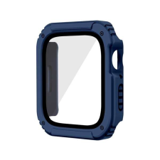 Apple Műanyag keret (BUMPER, ütésálló + kijelzővédő üveg) SÖTÉTKÉK Apple Watch Series 3 42mm okosóra kellék