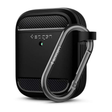 Apple SPIGEN RUGGED ARMOR szilikon tok (ütésállóság, karabíner) FEKETE Apple AirPods fülhallgató, fejhallgató tok
