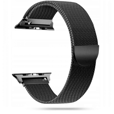  Apple Watch 2 / 3 / 4 / 5 / 6 / 7 / 8 / 8 Ultra / SE (42/44/45/49 mm) - mágneses fekete fémszíj okosóra kellék