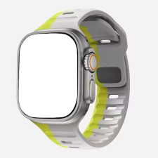 Apple Watch 42/ 44/ 45/ 46 /49 mm szilikon szíj - szürke-sárga okosóra kellék