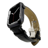  Apple Watch | Exkluzív, fekete pillangózáras bőr szíj | 42, 44, 45mm | Victory kollekció