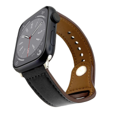  Apple Watch | Klasszikus, fekete bújtatós bőr szíj | 38, 40, 41mm | Texas kollekció okosóra kellék