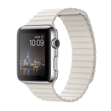 Apple Watch mágneses bőróraszíj /fehér/ 44/45/46/49 mm okosóra kellék