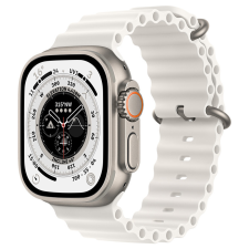  Apple Watch Ocean-stílusú szíj rozsdamentes titán színű csattal – Fehér okosóra kellék