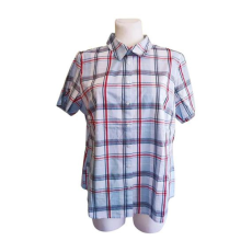  Aproductz kék kockás rövid ujjú női blúz (méret: 44/L)