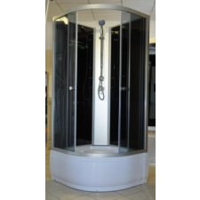 Aqualife Opal 509 C fekete zárt zuhanykabin mély tálcával, 90x90 cm-es méretben tetővel kád, zuhanykabin