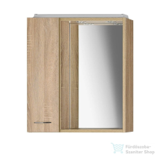 Aqualine ZOJA tükrösszekrény LED világítással, balos, 60x60x14cm, platina tölgy 45027 fürdőszoba bútor