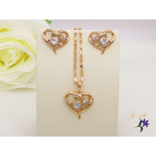  Arabella antiallergén szett köves szív medállal 18K- nyaklánc, fülbevaló ékszer szett