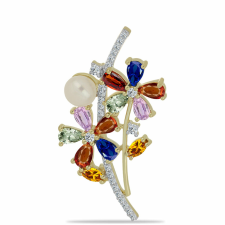 Arannyal Bevont Ezüst Bross Rosebery Szivárvány Zafírral, Y58646 bross